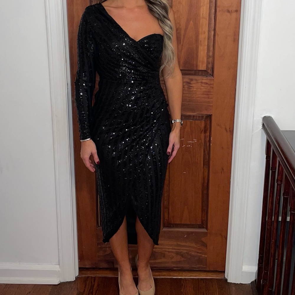 Brand new black sequin midi dress